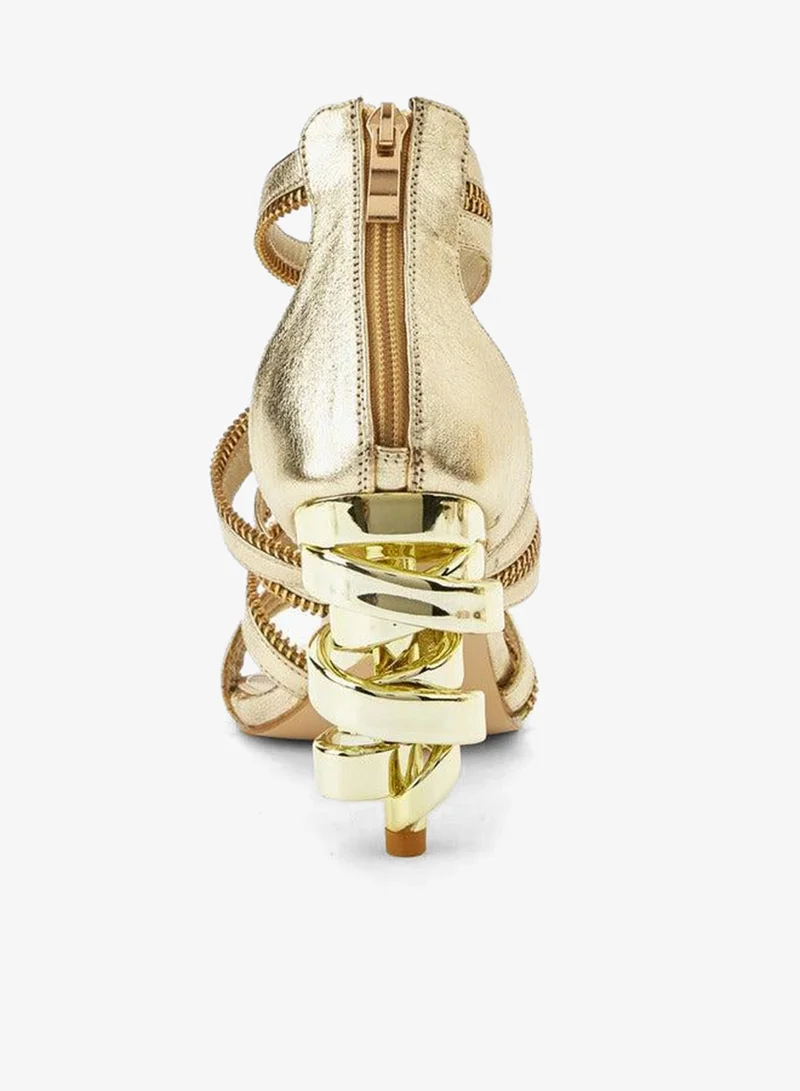 Celeste Gold Women Zip Closure Strap Sandals for Women | Best Price UAE