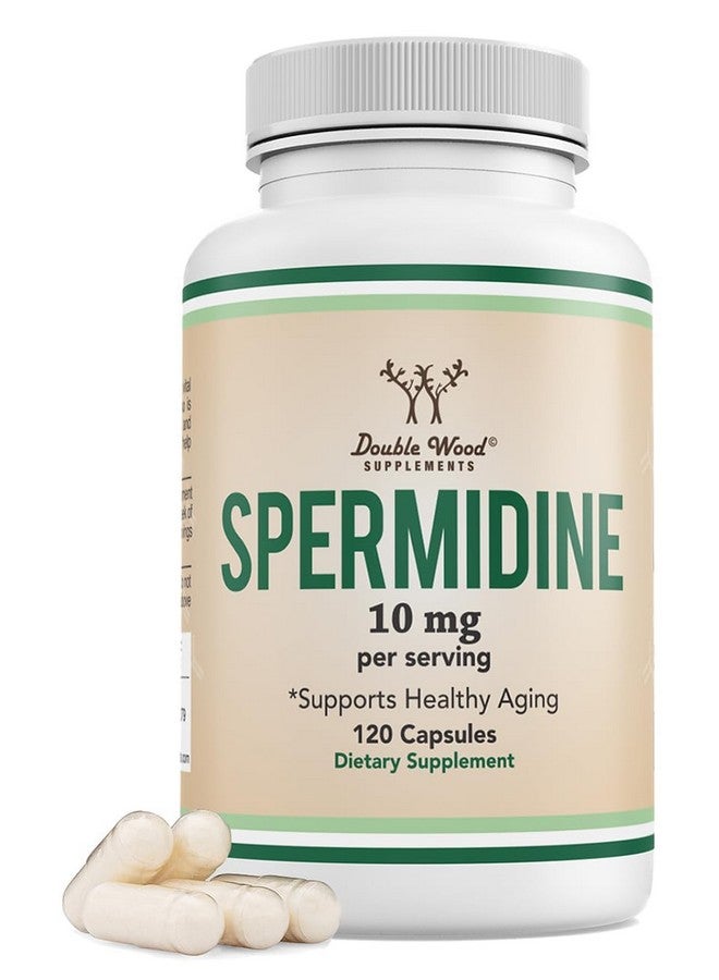 Double Wood Supplements مكمل سبيرميدين (10 ملغ من 99% سبيرميدين 3HCL - مختبر من طرف ثالث) 120 كبسولة - أكثر فعالية بأكثر من 100 مرة من مستخلص جنين القمح لصحة غشاء الخلية، صحة التيلومير والشيخوخة من دابل وود - Image 1