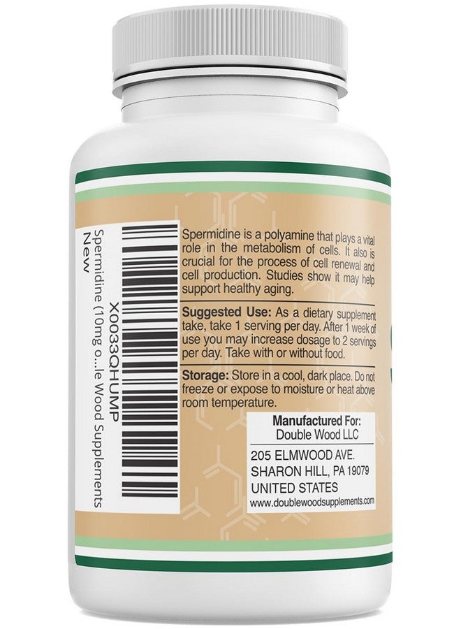 Double Wood Supplements مكمل سبيرميدين (10 ملغ من 99% سبيرميدين 3HCL - مختبر من طرف ثالث) 120 كبسولة - أكثر فعالية بأكثر من 100 مرة من مستخلص جنين القمح لصحة غشاء الخلية، صحة التيلومير والشيخوخة من دابل وود - Image 3