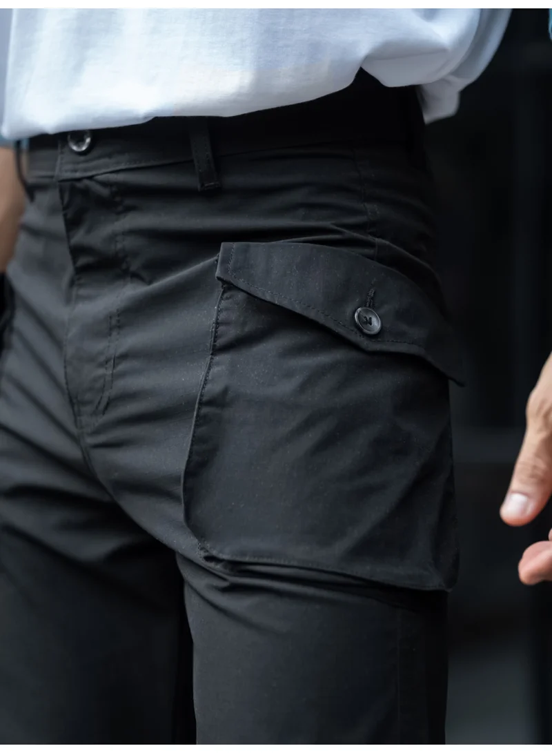 مانياك مانياك سنيكرز رجالي أسود سادة بجيب قلاب بتصميم غواصة