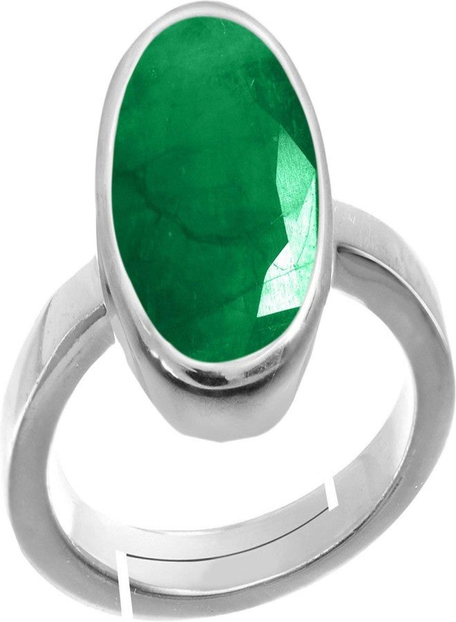 Sidharth Gems 9.25 Ratti Brazilian Emerald Panna Original Gemstone Certified Natural Gemstone AA++ Quality Ring For Men(one size)