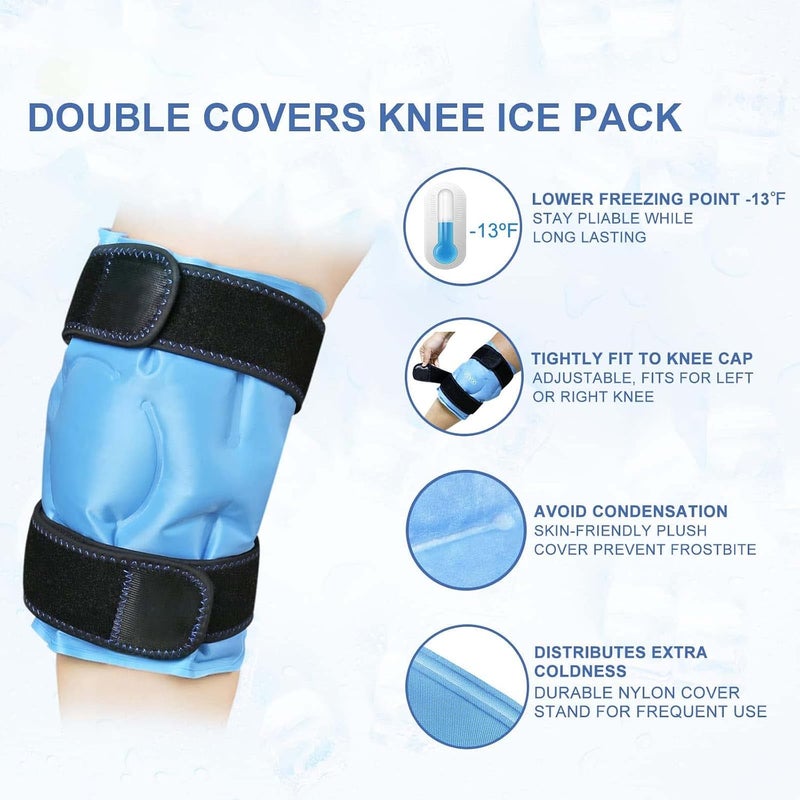 KASTWAVE Ice Pack for Knee Injuries, Reusable Gel Cold Compress Knee Wraps for Knee Injuries, Swelling, Pain Relief, Compression Brace for Injuries - Image 2