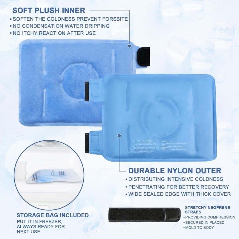KASTWAVE Ice Pack for Knee Injuries, Reusable Gel Cold Compress Knee Wraps for Knee Injuries, Swelling, Pain Relief, Compression Brace for Injuries - Image 4