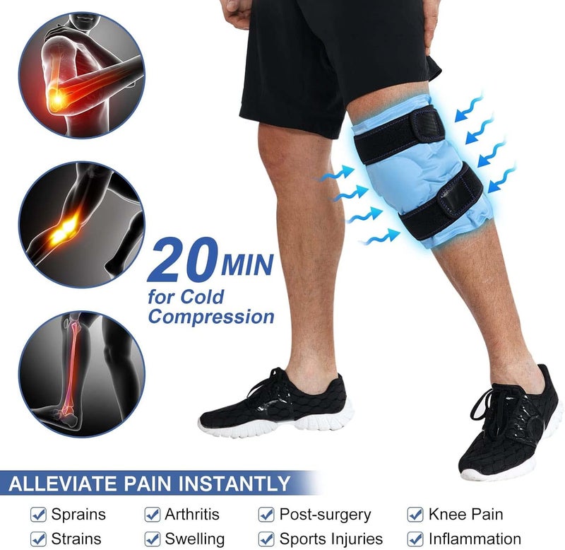 KASTWAVE Ice Pack for Knee Injuries, Reusable Gel Cold Compress Knee Wraps for Knee Injuries, Swelling, Pain Relief, Compression Brace for Injuries - Image 3