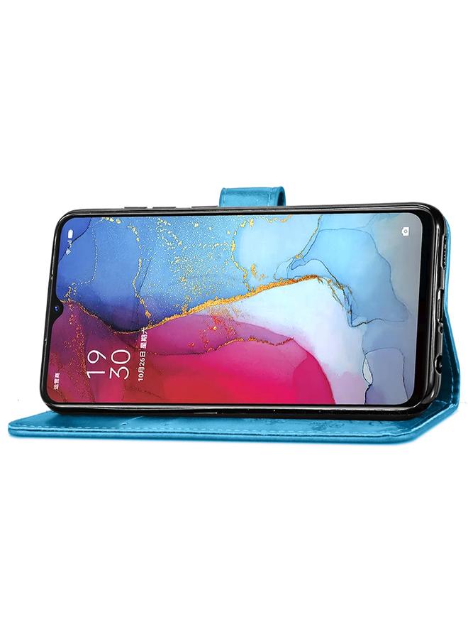 اس-توب جراب لهاتف OPPO Reno 3 / Find X2 Lite، جراب جلدي منقوش بأربع أوراق لحماية الهاتف المحمول مع حبل وفتحة للبطاقات ومحفظة ووظيفة القوس - Image 5