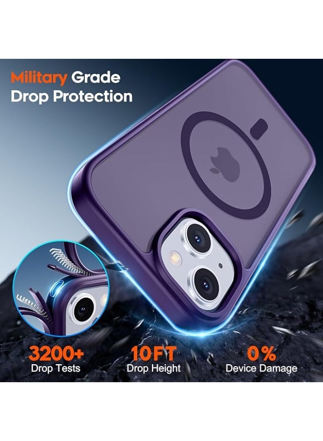 Magnetic iPhone 14 Plus Phone Case, [Compatible with Magsafe] Slim Fit Matte Design Shockproof Bumper Protective Drop Protection Girls Women Boys Men Cover for iPhone 14 Plus (Deep Purple) - Image 4