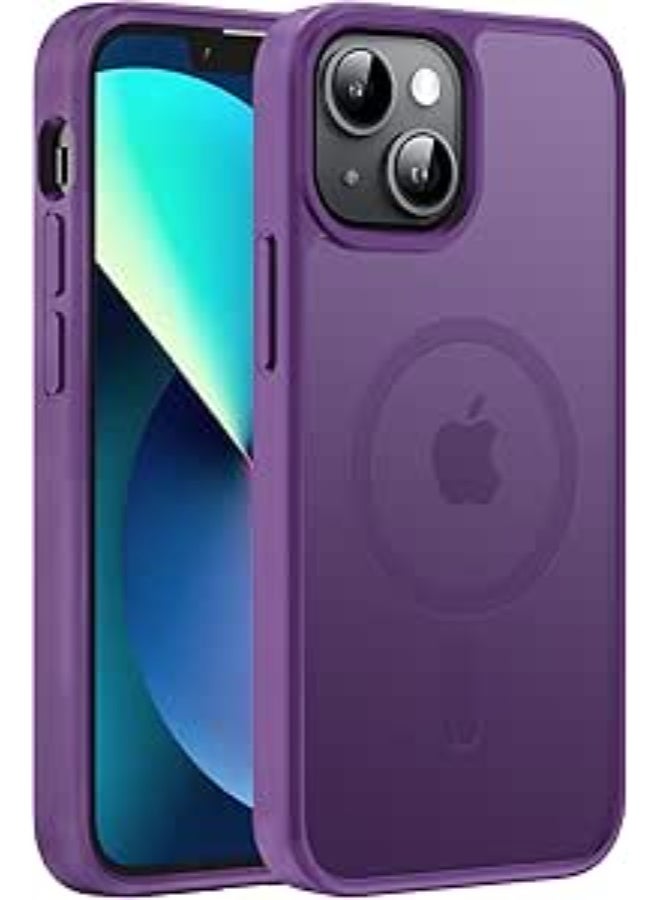 Magnetic iPhone 14 Plus Phone Case, [Compatible with Magsafe] Slim Fit Matte Design Shockproof Bumper Protective Drop Protection Girls Women Boys Men Cover for iPhone 14 Plus (Deep Purple) - Image 1