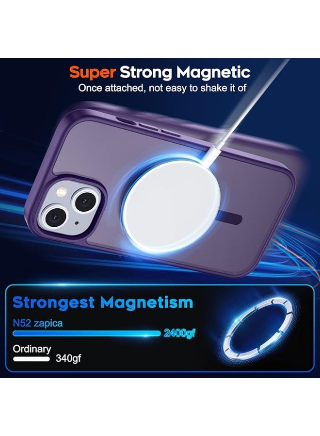 Magnetic iPhone 14 Plus Phone Case, [Compatible with Magsafe] Slim Fit Matte Design Shockproof Bumper Protective Drop Protection Girls Women Boys Men Cover for iPhone 14 Plus (Deep Purple) - Image 3