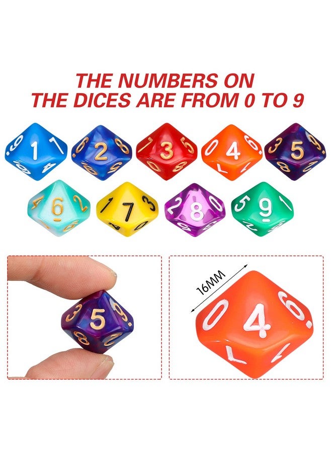 Skylety Skylety 200 Pieces Polyhedral Dice Sets with Black Pouch Compatible with RPG MTG Tabletop Role Playing Table Games Multi Colored Assortment (10 Sided Style)  - Image 4