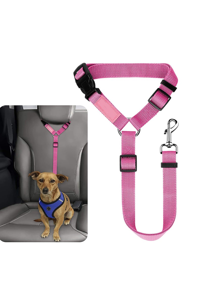 erorex M Pink 1pc Pet Dog And Cat Seat Belt, Car Headrest Restraint, Adjustable Safety Rope, Car Seat Belt