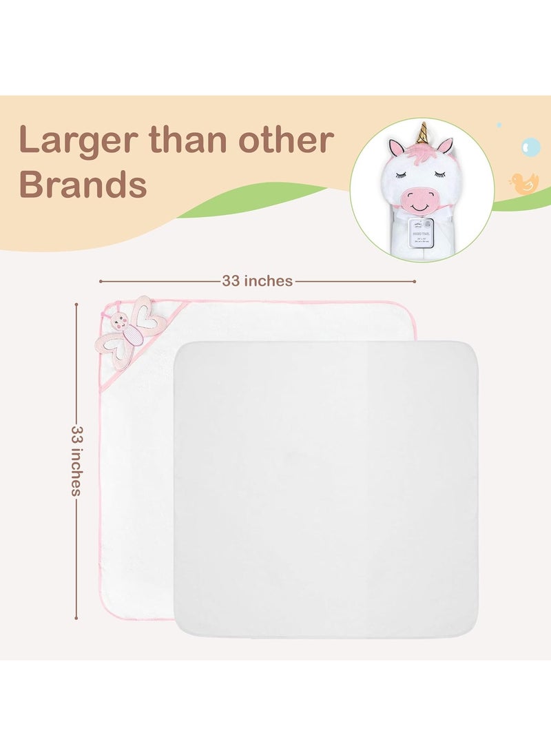 Mothers Choice - Hooded Baby Towel Butterfly 3D Ears -100% Cotton Baby Towel -Soft & Snuggly Baby Towel - 84x84 cm- Newborn to 4 Years - White/Pink - Image 1