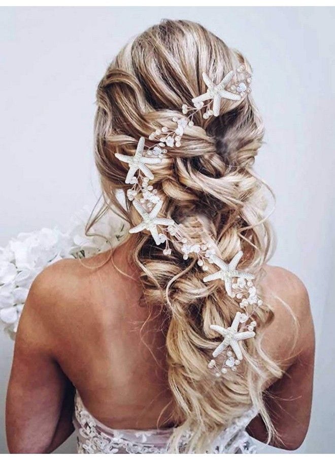 CASDRE - Starfish Bride Wedding Hair Vine Pearl Bridal Headpiece Beach Wedding Hair Accessories For Women And Girls(A Silver) - Image 1