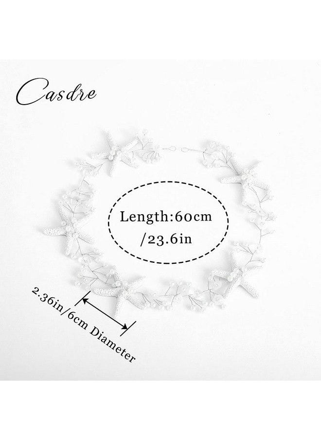CASDRE - Starfish Bride Wedding Hair Vine Pearl Bridal Headpiece Beach Wedding Hair Accessories For Women And Girls(A Silver) - Image 1