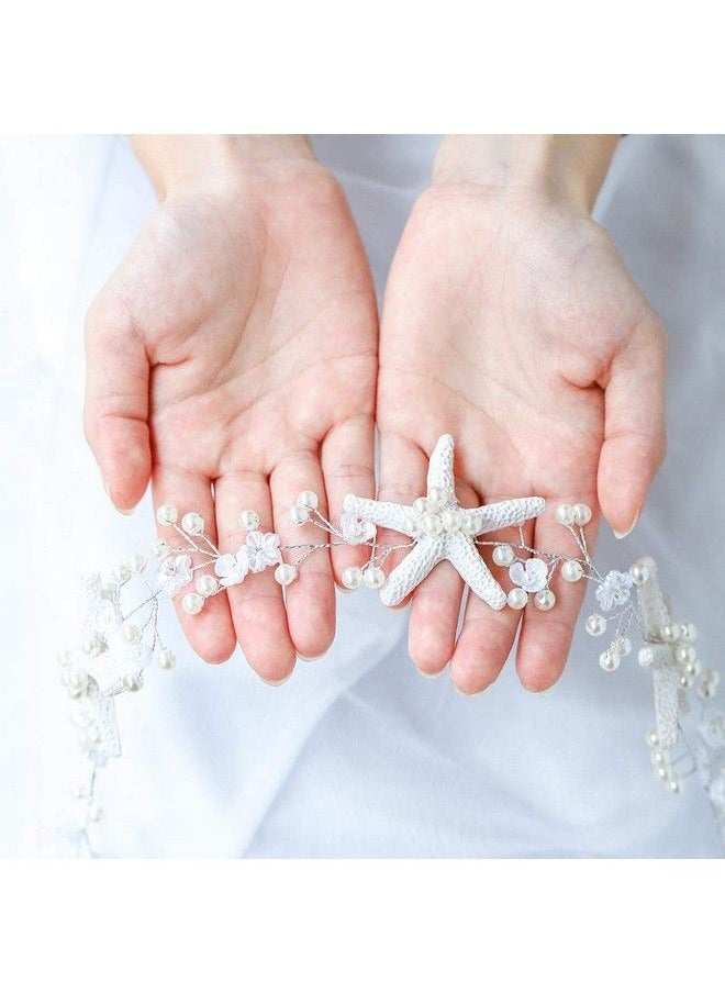 CASDRE - Starfish Bride Wedding Hair Vine Pearl Bridal Headpiece Beach Wedding Hair Accessories For Women And Girls(A Silver) - Image 1