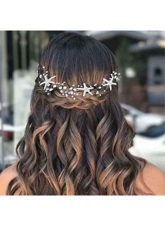 CASDRE - Starfish Bride Wedding Hair Vine Pearl Bridal Headpiece Beach Wedding Hair Accessories For Women And Girls(A Silver) - Image 1