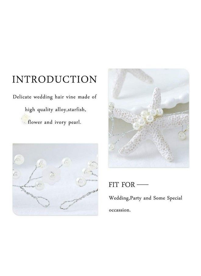 CASDRE - Starfish Bride Wedding Hair Vine Pearl Bridal Headpiece Beach Wedding Hair Accessories For Women And Girls(A Silver) - Image 1