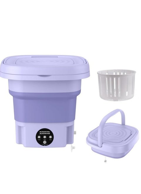 8L Portable Washing Machine, Folding Clothes Washing Machine, Mini Portable Bucket Washer Purple