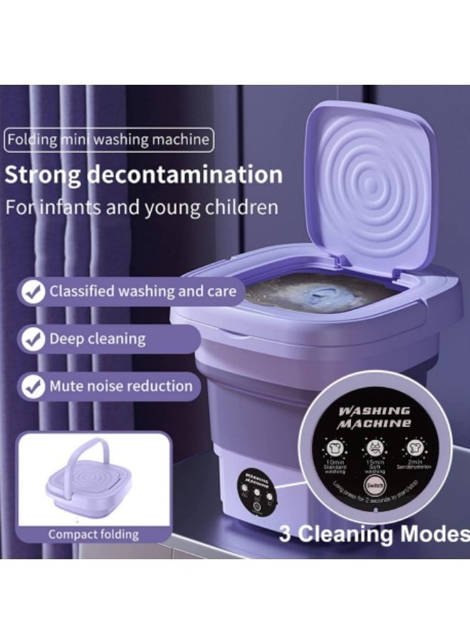 8L Portable Washing Machine, Folding Clothes Washing Machine, Mini Portable Bucket Washer Purple
