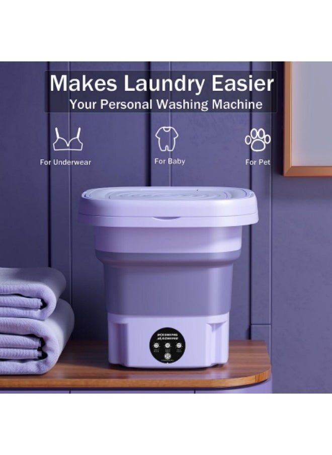 8L Portable Washing Machine, Folding Clothes Washing Machine, Mini Portable Bucket Washer Purple