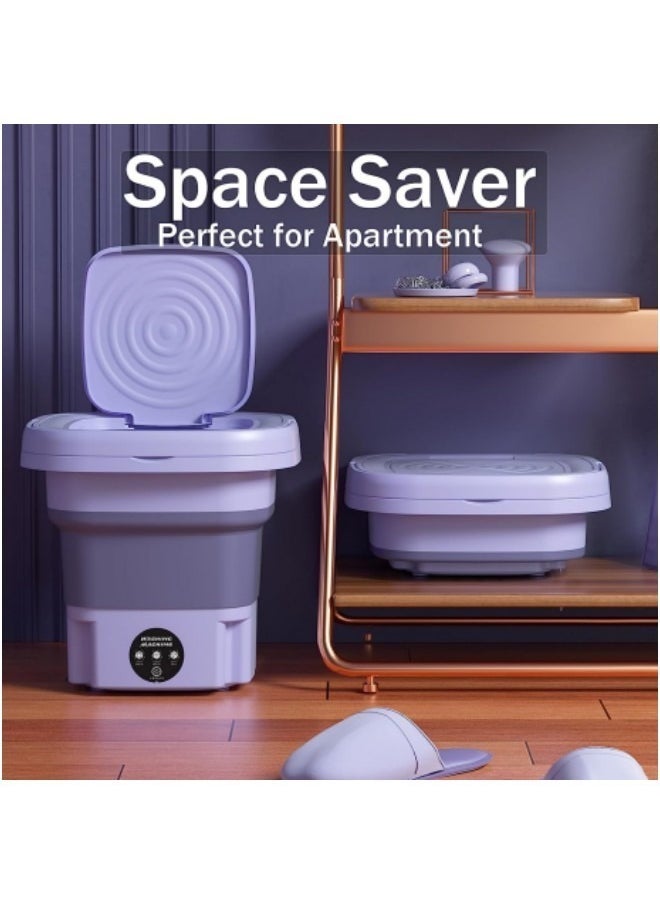 8L Portable Washing Machine, Folding Clothes Washing Machine, Mini Portable Bucket Washer Purple
