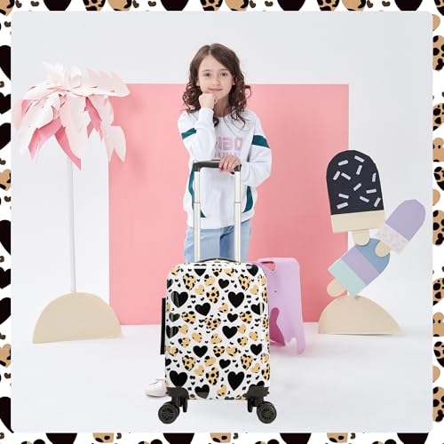 Inprof Kids Luggage with Spinner Wheels Carry on Suitcases for Girls 2 Piece Luggage Sets 16" Toddler Suitcase for Kids Rolling Suitcase Airline Approved (Brown Leopard) - Image 5