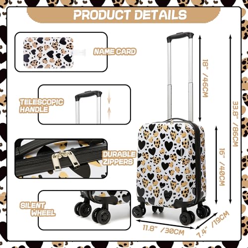 Inprof Kids Luggage with Spinner Wheels Carry on Suitcases for Girls 2 Piece Luggage Sets 16" Toddler Suitcase for Kids Rolling Suitcase Airline Approved (Brown Leopard) - Image 2