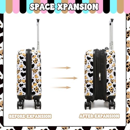 Inprof Kids Luggage with Spinner Wheels Carry on Suitcases for Girls 2 Piece Luggage Sets 16" Toddler Suitcase for Kids Rolling Suitcase Airline Approved (Brown Leopard) - Image 4