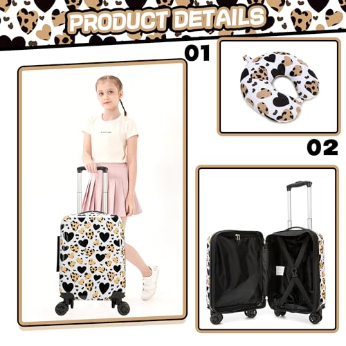Inprof Kids Luggage with Spinner Wheels Carry on Suitcases for Girls 2 Piece Luggage Sets 16" Toddler Suitcase for Kids Rolling Suitcase Airline Approved (Brown Leopard) - Image 3