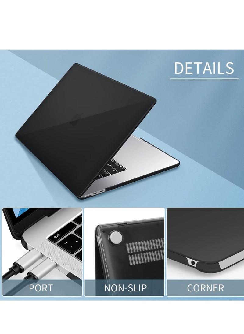 غطاء صلب مطاطي متوافق مع ماك بوك إير 13.6 بوصة إصدار 2022 2023 2024 2025 M4 A3240/M3 A3113/ M2 A2681 مع شاشة ريتينا السائلة وTouch ID، غطاء واقي بلاستيكي صلب، أسود - Image 4