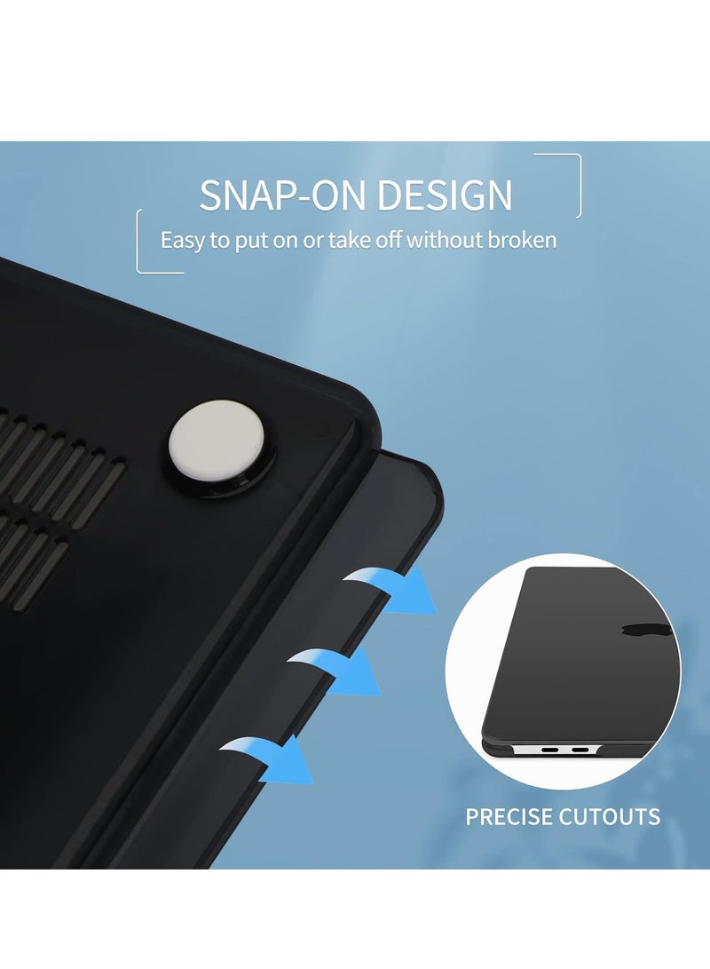 غطاء صلب مطاطي متوافق مع ماك بوك إير 13.6 بوصة إصدار 2022 2023 2024 2025 M4 A3240/M3 A3113/ M2 A2681 مع شاشة ريتينا السائلة وTouch ID، غطاء واقي بلاستيكي صلب، أسود - Image 3