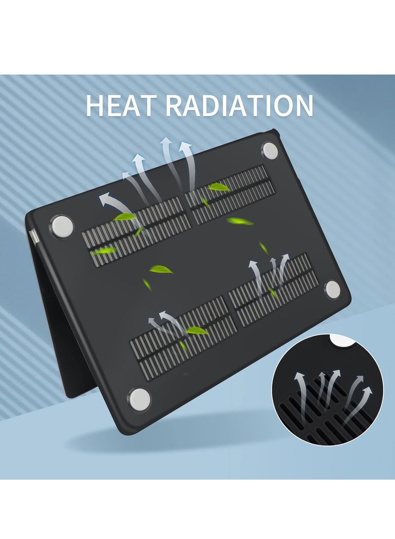 غطاء صلب مطاطي متوافق مع ماك بوك إير 13.6 بوصة إصدار 2022 2023 2024 2025 M4 A3240/M3 A3113/ M2 A2681 مع شاشة ريتينا السائلة وTouch ID، غطاء واقي بلاستيكي صلب، أسود - Image 5