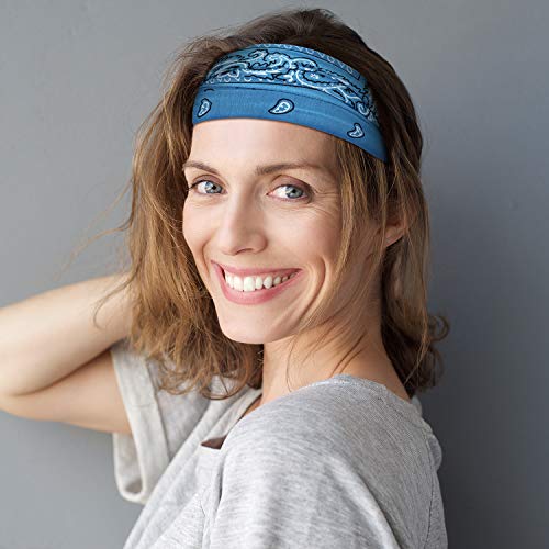 WILLBOND 10 Pcs Wide Bandana Headbands for Women Non Slip Paisley Crystal Hairband Elastic Boho Bling Rhinestone Head Wrap Stretchy Turban Bandana Hair Accessories for Sports Yoga Gym Workout - Image 5