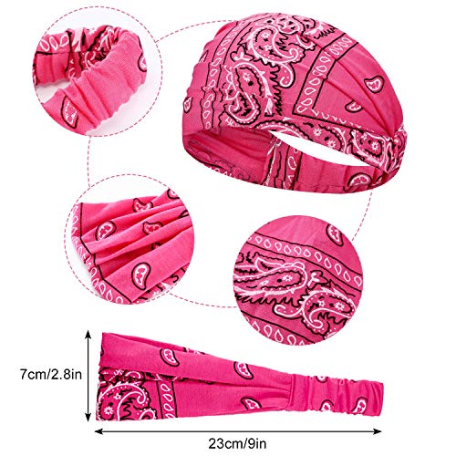 WILLBOND 10 Pcs Wide Bandana Headbands for Women Non Slip Paisley Crystal Hairband Elastic Boho Bling Rhinestone Head Wrap Stretchy Turban Bandana Hair Accessories for Sports Yoga Gym Workout - Image 2