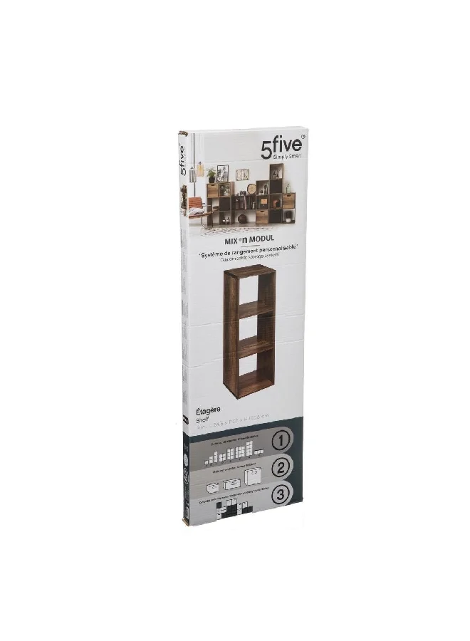 Five Simply Smart 3-Compartment Mix N Modul Wooden Storage Shelf Brown 100.5 x 32 x 34.5 cm 167862