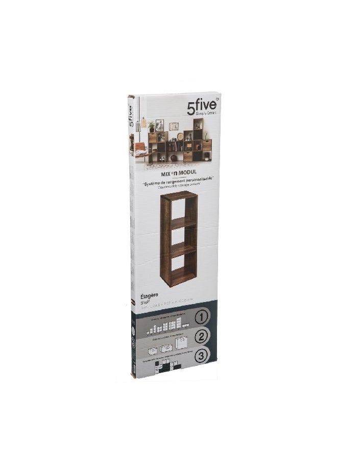 Five Simply Smart 3-Compartment Mix N Modul Wooden Storage Shelf Brown 100.5 x 32 x 34.5 cm 167862  - Image 2