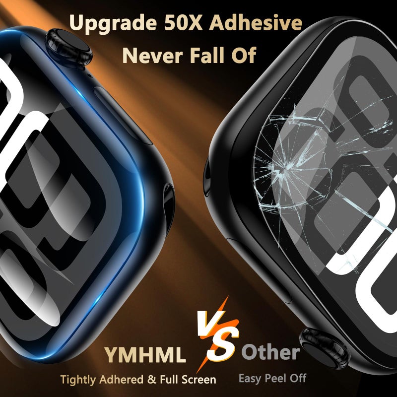 YMHML 2 Pack Tempered Glass Screen Protector for Apple Watch 44mm SE Series 6/5/4, [Zero Bubble] 3D Full Coverage Strong Adhesion Waterproof Film with [Automatic Align Tech] for iWatch Accessories - Image 4