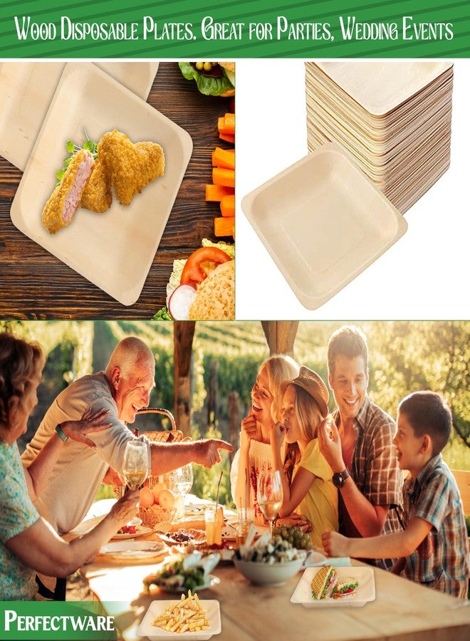 Perfectware Earth Friendly All Natural Premium Quality 100% Compostable & Biodegradable 5 Inch Birch Wood Disposable Plates. Great for Parties, Wedding Events (5.5" x 5.5" Appetizer Plate) 25 pc - Image 5