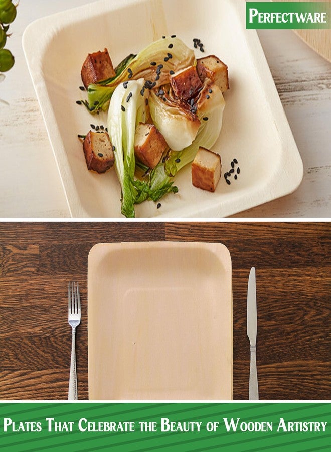 Perfectware Earth Friendly All Natural Premium Quality 100% Compostable & Biodegradable 5 Inch Birch Wood Disposable Plates. Great for Parties, Wedding Events (5.5" x 5.5" Appetizer Plate) 25 pc - Image 4