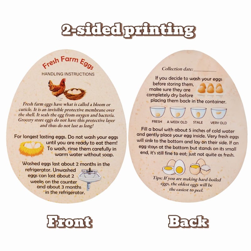 RucaDeco 250 Pcs PREMIUM Fresh Farm Egg Handling Instruction Cards - 2.7 X 3.5 Inches - Egg Stamps For Eggs Care Egg Cartons Cheap Bulk - Egg Stamps For Fresh Eggs For Egg Cartons Reusable - Eggs Shape Style - Image 2