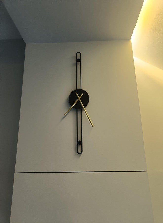 Drumstone® (𝗦𝗽𝗲𝗰𝗶𝗮𝗹 5 𝗬𝗲𝗮𝗿 𝗪𝗮𝗿𝗿𝗮𝗻𝘁𝘆 The Artment Nordic Minimalist Gold Needle Wall Clock | Elegant Black Metal Wall Décor for Living Room, Bedroom & Office (Height: 48 CM) - Image 2