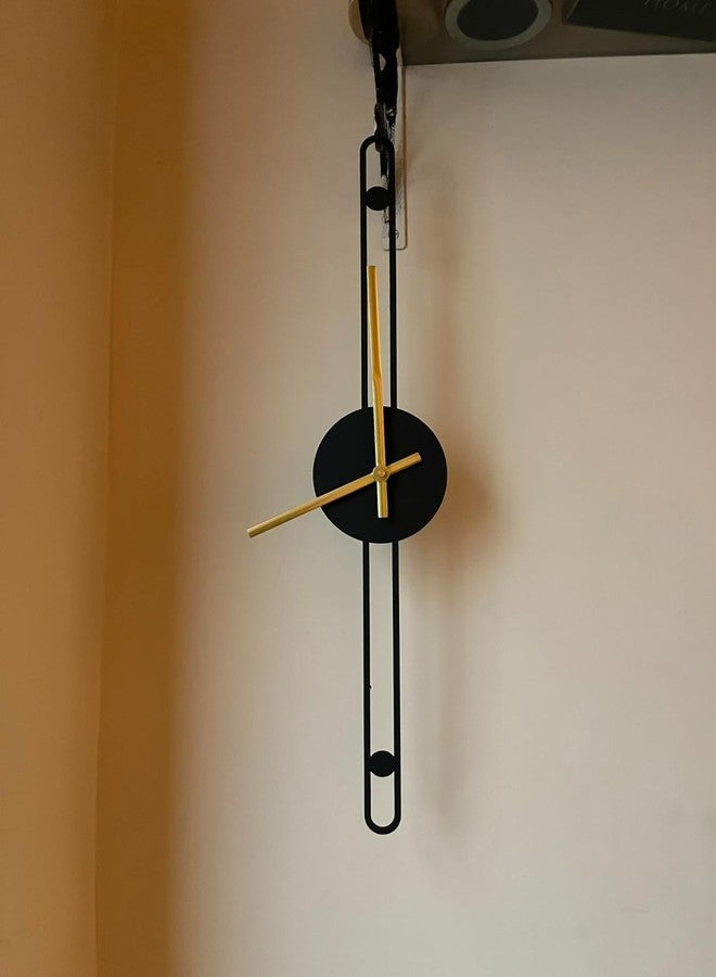 Drumstone® (𝗦𝗽𝗲𝗰𝗶𝗮𝗹 5 𝗬𝗲𝗮𝗿 𝗪𝗮𝗿𝗿𝗮𝗻𝘁𝘆 The Artment Nordic Minimalist Gold Needle Wall Clock | Elegant Black Metal Wall Décor for Living Room, Bedroom & Office (Height: 48 CM) - Image 5