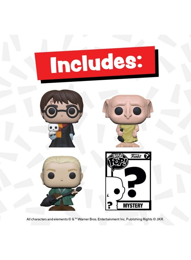 Funko فنكو بيتي بوب! هاري بوتر - هاري في رداء مع وشاح، مجموعة 4 - هاري بوتر، دراكو مالفوي، دوبّي وشخصية مفاجأة صغيرة غامضة - 0.9 بوصة (2.2 سم) - مجموعة هاري بوتر القابلة للجمع - فكرة هدية - زينة كعكة - Image 2