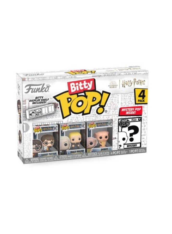 Funko فنكو بيتي بوب! هاري بوتر - هاري في رداء مع وشاح، مجموعة 4 - هاري بوتر، دراكو مالفوي، دوبّي وشخصية مفاجأة صغيرة غامضة - 0.9 بوصة (2.2 سم) - مجموعة هاري بوتر القابلة للجمع - فكرة هدية - زينة كعكة - Image 1
