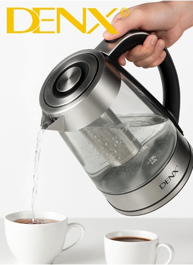 Denx Dx3408 High Borosilicate Glass Electric Kettle, 1.8L Capacity, 1500W Power, With High-Density Mesh Filter And Dry-Boil Protection - Image 2
