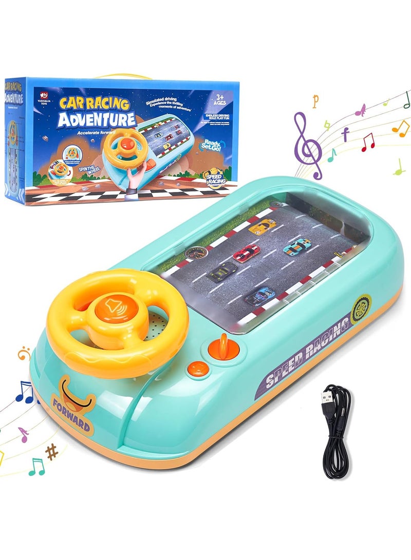 DPTER Musical Steering Wheel Toys Toddler Simulated Driving Racing Car Game with Sound Age 3+ Year Old, Interactive Educational Learning Race Car Toy for Boys and Girls Birthday Gift - Image 1