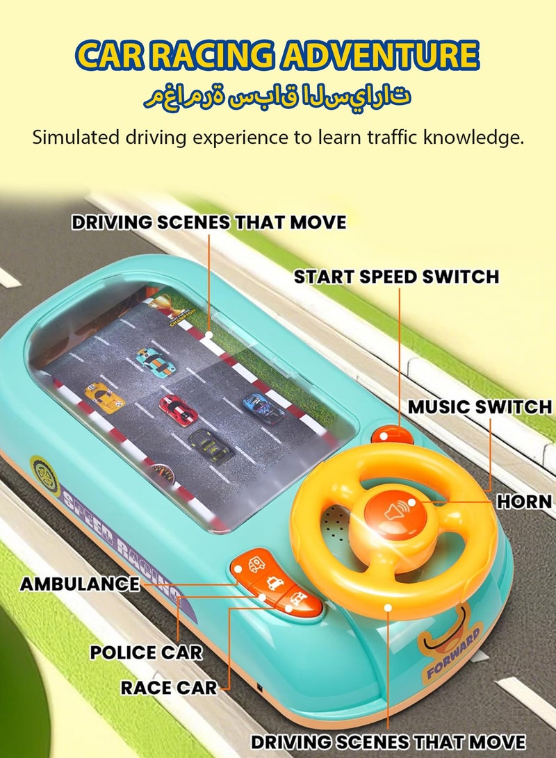 DPTER Musical Steering Wheel Toys Toddler Simulated Driving Racing Car Game with Sound Age 3+ Year Old, Interactive Educational Learning Race Car Toy for Boys and Girls Birthday Gift - Image 3