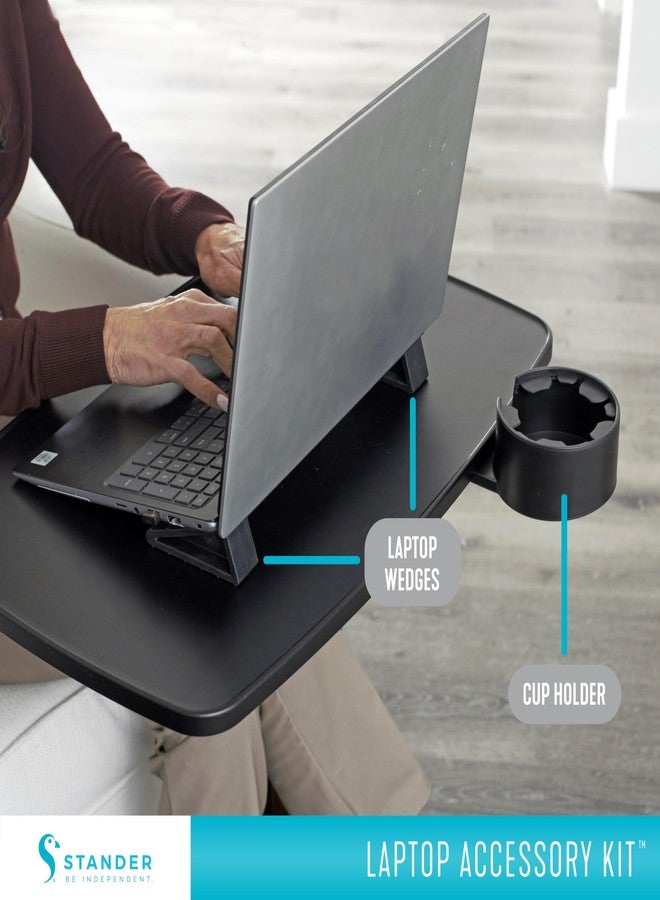 Stander Laptop Accessory Kit, Cup Holder and Anti-Slip Rubber Elevated Computer Laptop Wedges for Stander Wonder Tray and Able Life Overbed Tables - Image 2