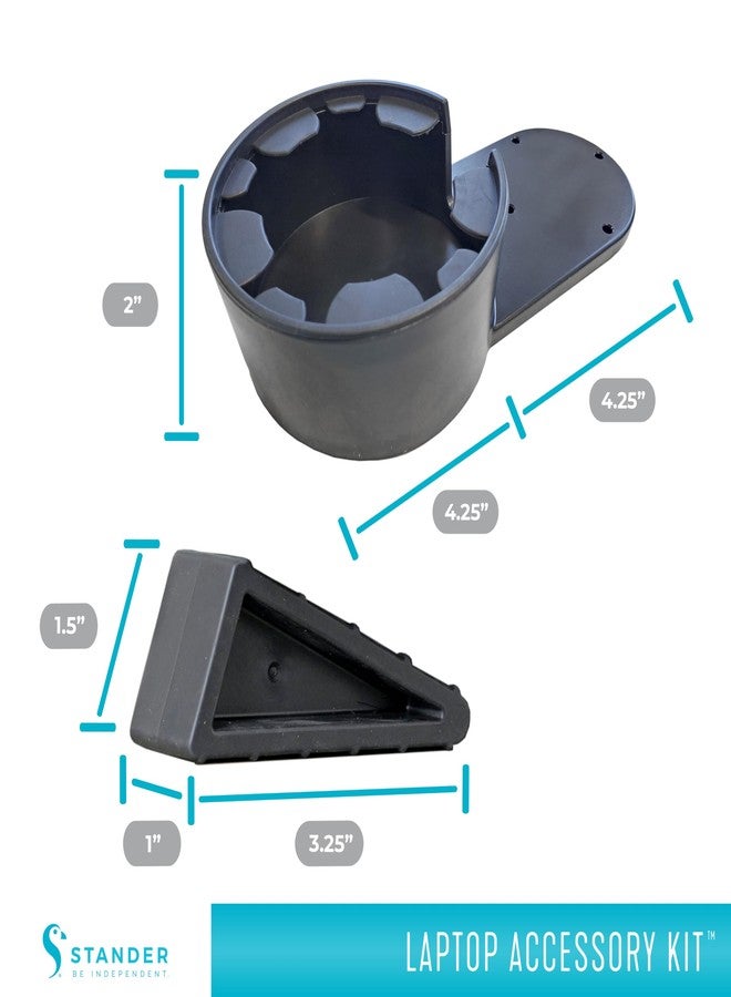 Stander Laptop Accessory Kit, Cup Holder and Anti-Slip Rubber Elevated Computer Laptop Wedges for Stander Wonder Tray and Able Life Overbed Tables - Image 5