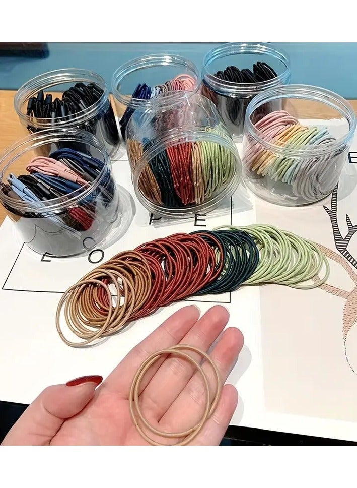 Ucanbe 100 Pack Jersey Hair Ties for Thick Curly Hair, Large Elastic Ponytail Holders, Minimalist Chinese Style Solid Color, Wrinkle-Free Hair Bands with Tassel, 4.5cm Diameter, 2mm Thickness  - Image 2
