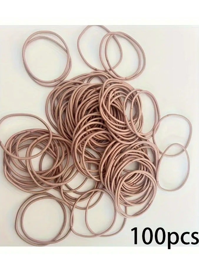 Ucanbe 100 Pack Jersey Hair Ties for Thick Curly Hair, Large Elastic Ponytail Holders, Minimalist Chinese Style Solid Color, Wrinkle-Free Hair Bands with Tassel, 4.5cm Diameter, 2mm Thickness  - Image 1